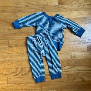 Blue and white stripe matching jogger set
